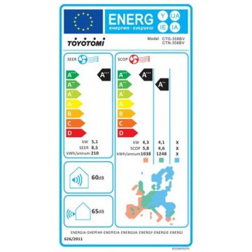 Toyotomi CTN/CTG-371W Erai Κλιματιστικό Inverter 24000 BTU A/A με WiFi